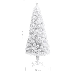 Albero Natale Preilluminato Bianco 210 cm in Fibra Ottica