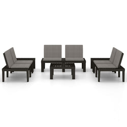 Set Divani da Giardino con Cuscini 6 pz in Plastica Grigio