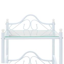 Comodini Set 2 pz Acciaio e Vetro Temperato 45x30,5x60cm Bianco
