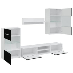 Mobili con Vetrina Parete Unità TV 5 pz con Luci LED Nero