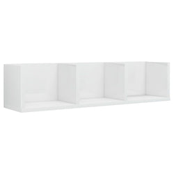Scaffale Porta CD Parete Bianco Lucido 75x18x18 cm Multistrato