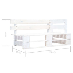 Panca Angolare da Giardino su Pallet in Legno Bianca