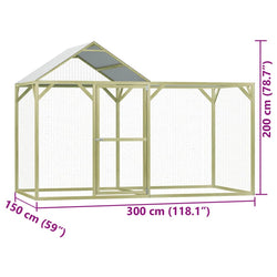 Pollaio 3x1,5x2 m in Legno di Pino Impregnato