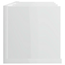 Scaffale Porta CD Parete Bianco Lucido 75x18x18 cm Multistrato