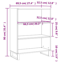 Scaffale Bianco Lucido 69,5x32,5x90 cm in Legno Multistrato