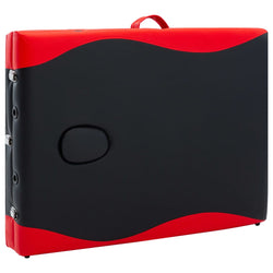 Lettino Massaggio Pieghevole 3 Zone in Alluminio Nero e Rosso