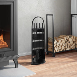 Set Attrezzi per Caminetto 5 pz 23x15x66 cm in Acciaio