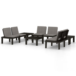 Set Divani da Giardino con Cuscini 6 pz in Plastica Grigio
